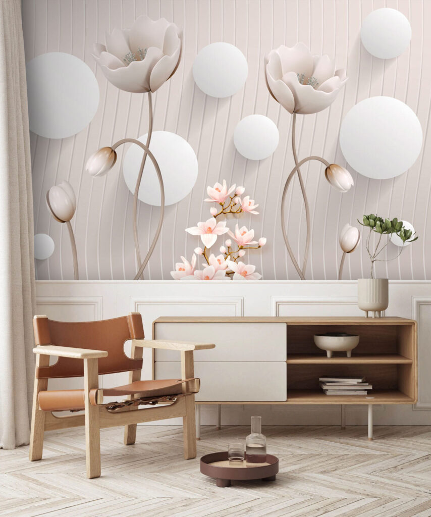 u74207pig1 854x1024 - Ταπετσαρία με λουλούδια και κύκλους - tegory