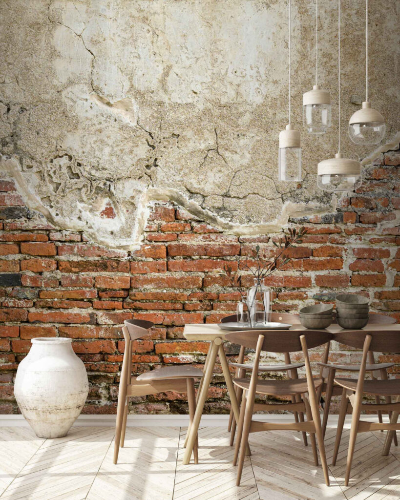 Brick wall with a cement wall