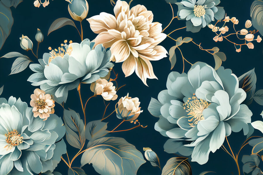 Floral μοτίβο σε σκούρο φόντο