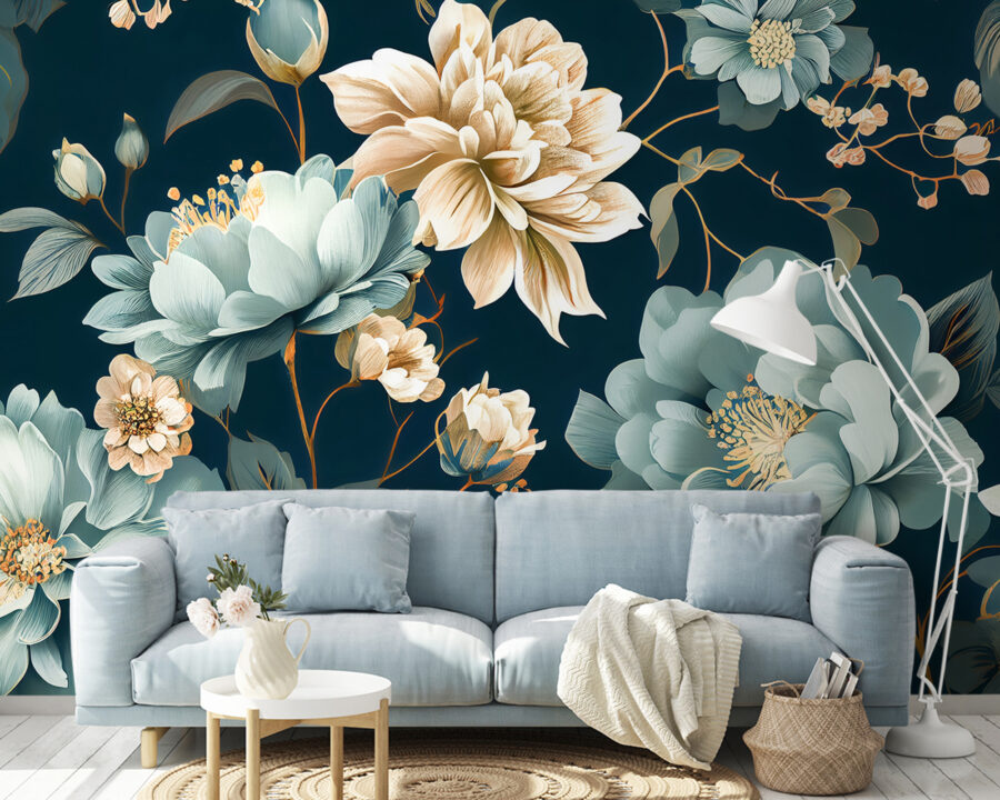 Floral μοτίβο σε σκούρο φόντο