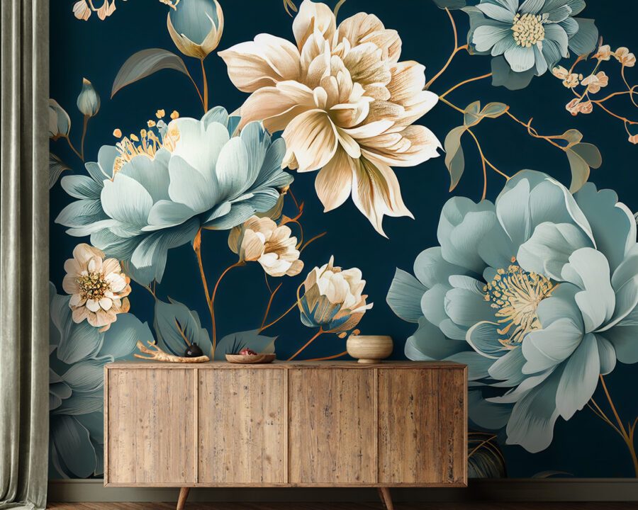Floral μοτίβο σε σκούρο φόντο