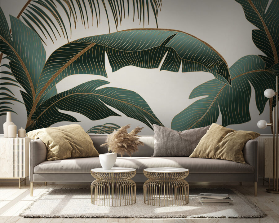 Tropical leaves on a light background Tropical leaves on a light background