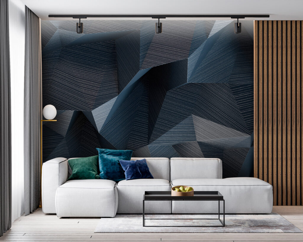 Geometric waves in shades of blue