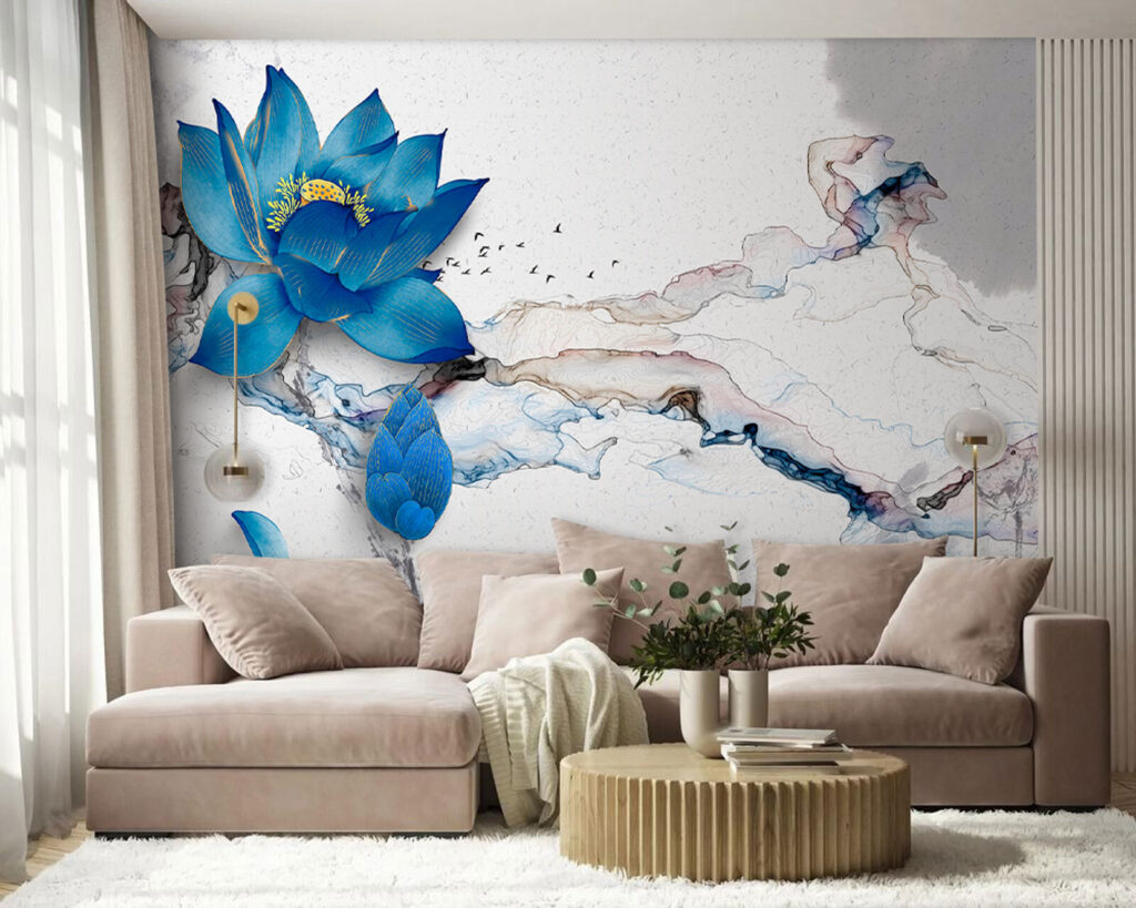 Blue flower on a marble surface