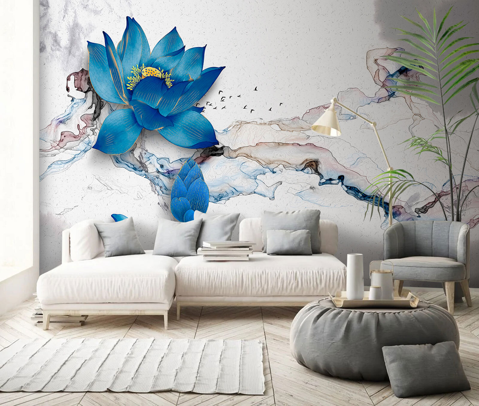 Blue flower on a marble surface