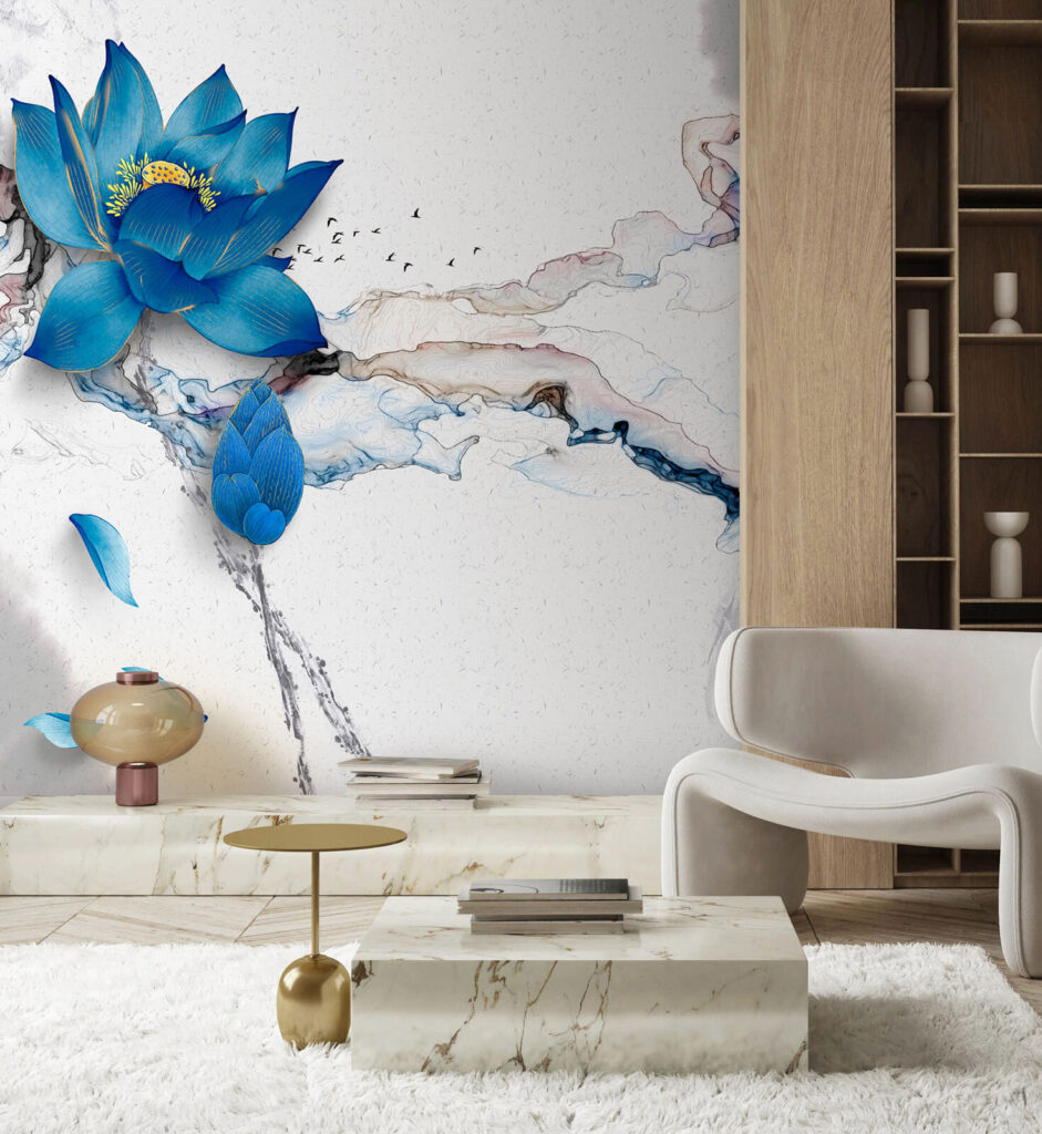 Blue flower on a marble surface