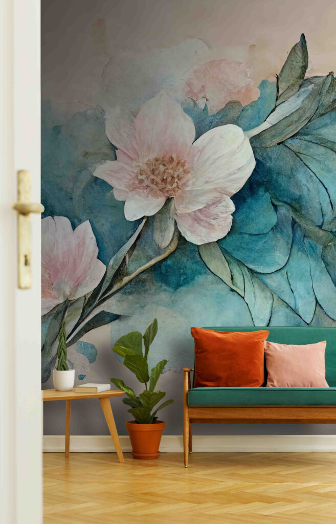 Painting of flowers and leaves