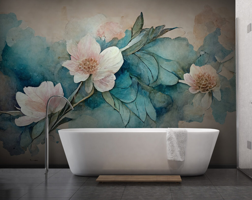 Painting of flowers and leaves