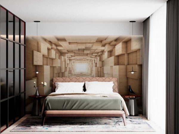 Tunnel of wood blocks Tunnel of wood blocks