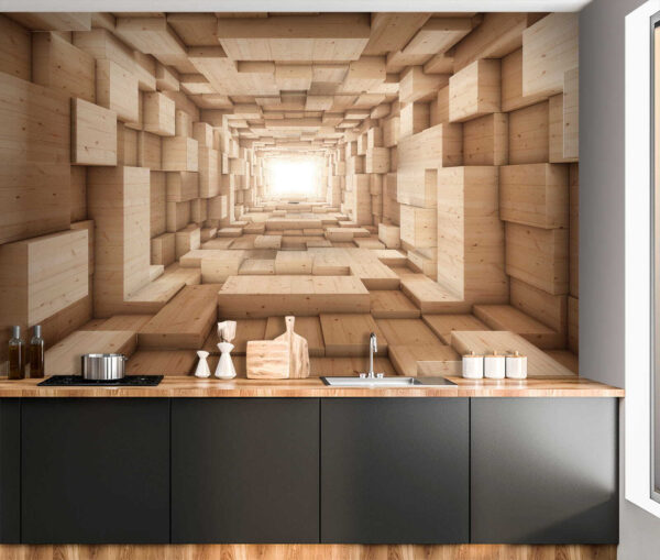 Tunnel of wood blocks Tunnel of wood blocks