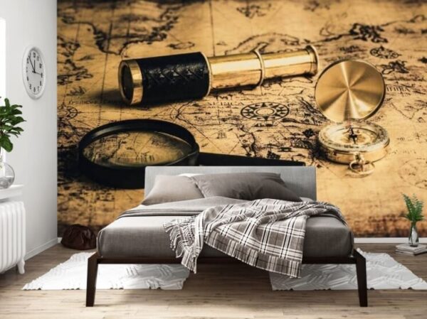 Ταπετσαρίες Μεγεθυντικός φακός και τηλεσκόπιο σε χάρτη