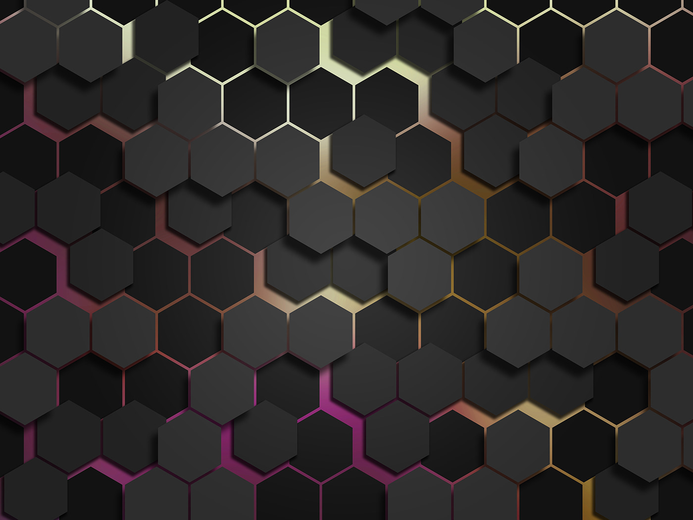 A group of black hexagons