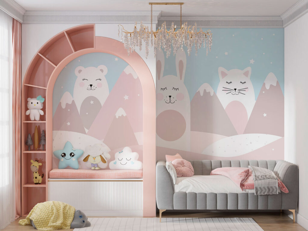 A group of animals in a landscape