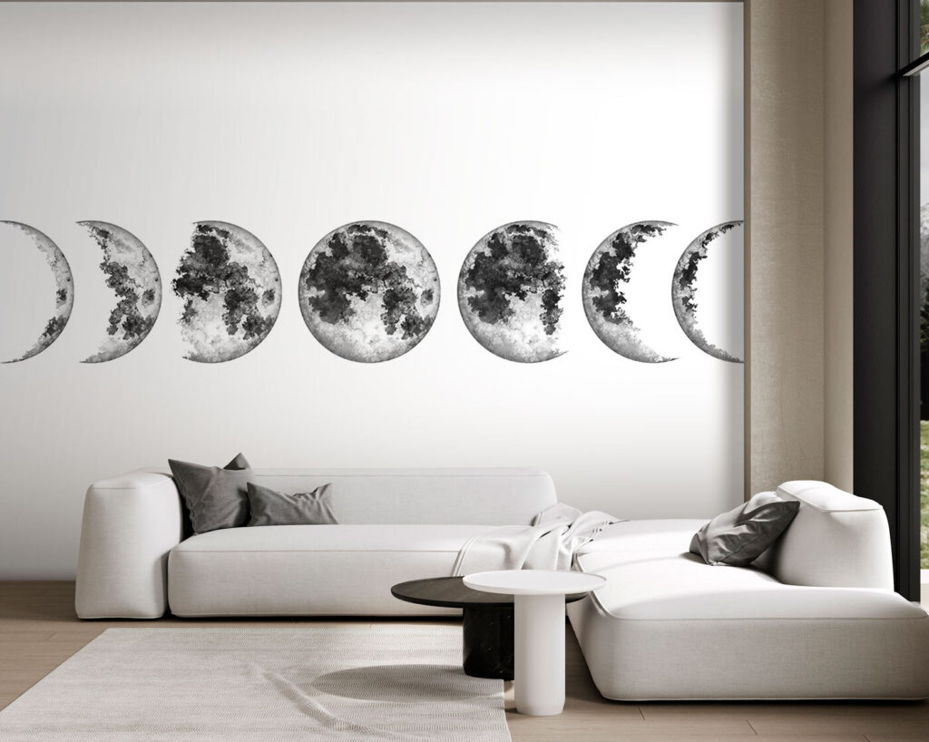 A row of phases of the moon