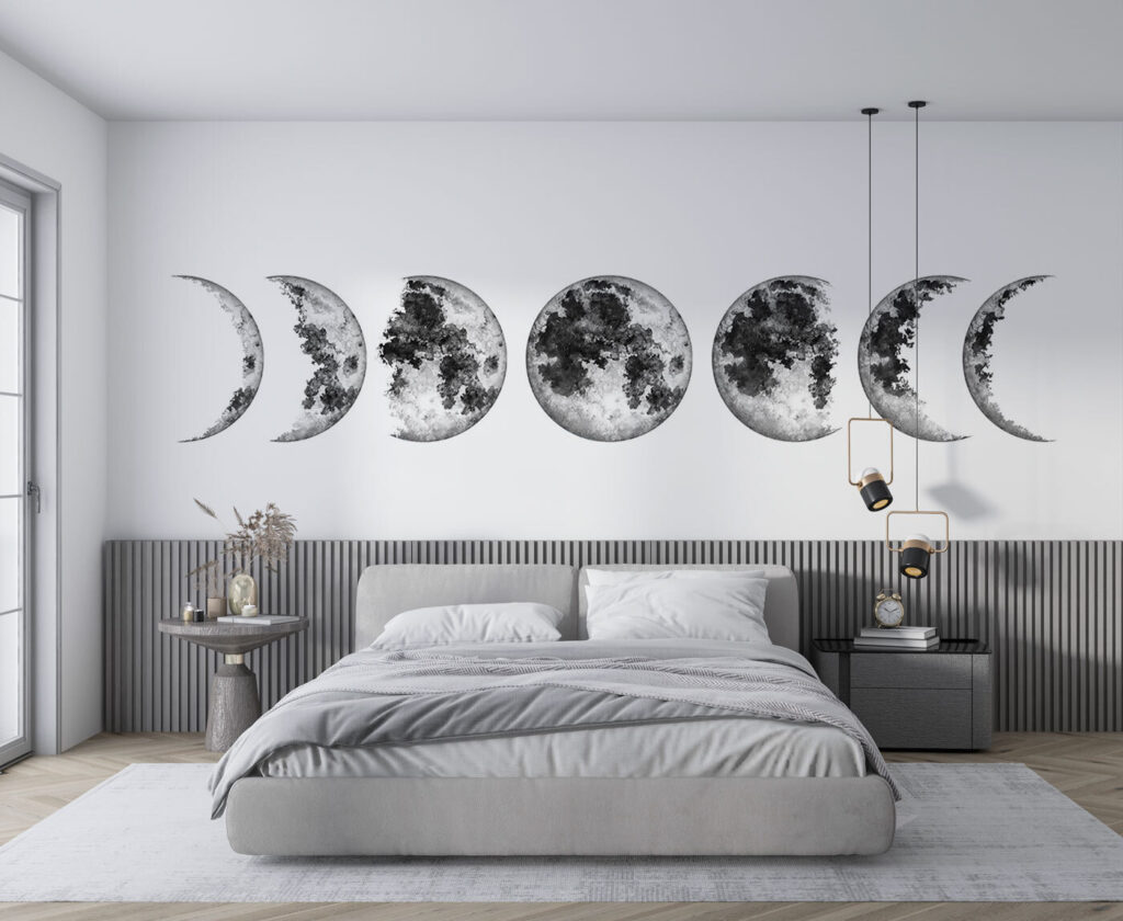 A row of phases of the moon