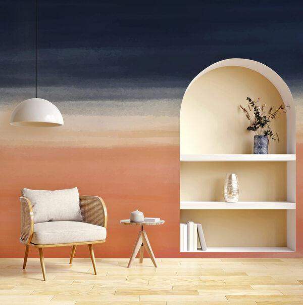 Ταπετσαρίες Μια μπλε και πορτοκαλί διαβάθμιση