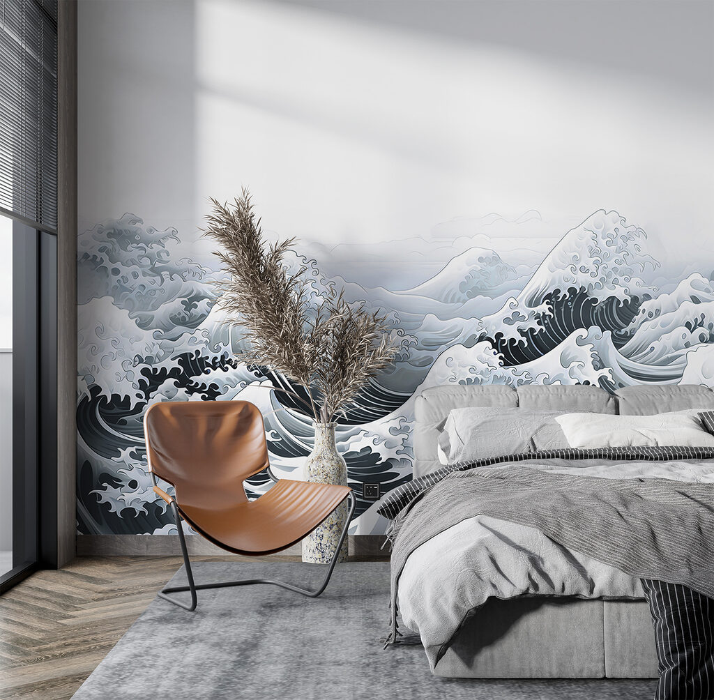 Waves in the ocean with waves