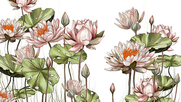 A group of flowers with leaves A group of flowers with leaves