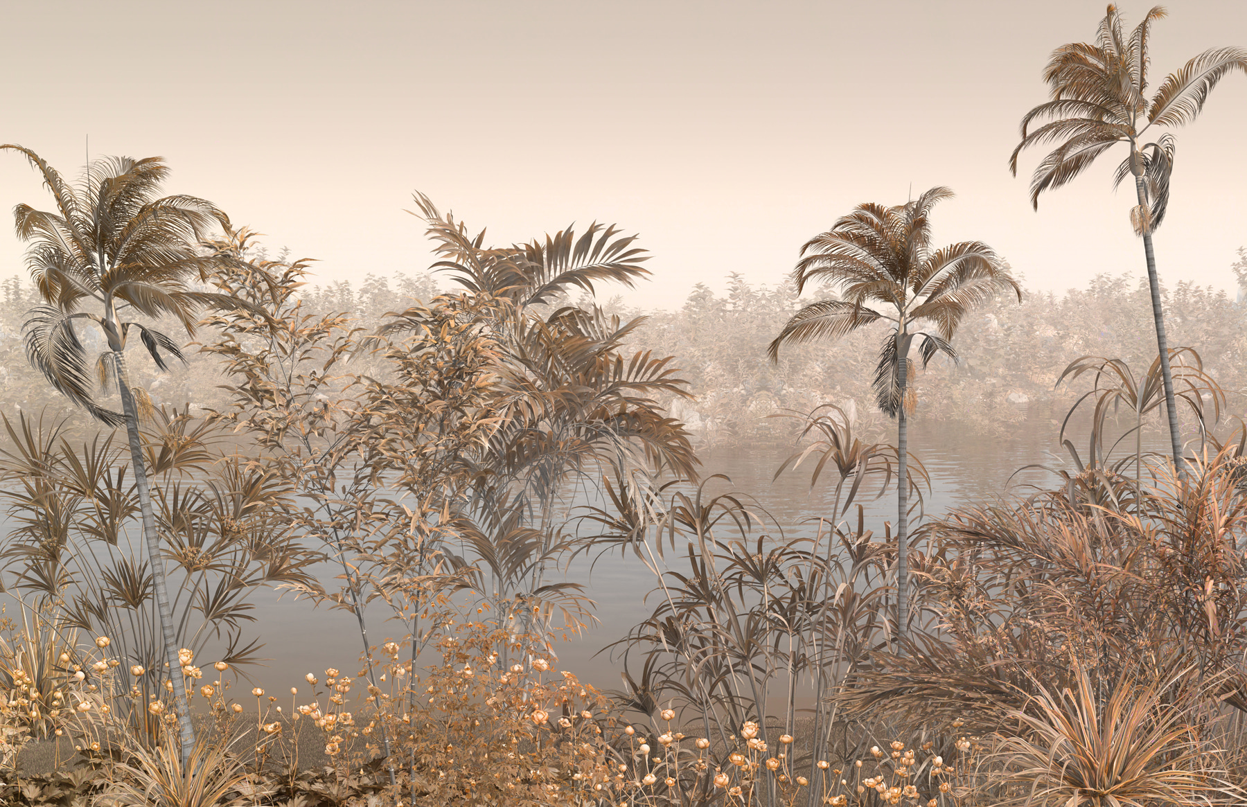 A swamp with plants and flowers