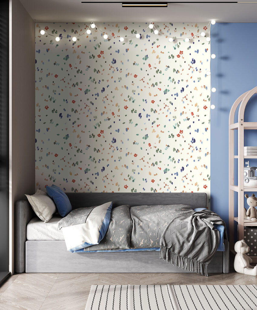 A small colorful spots on a white background