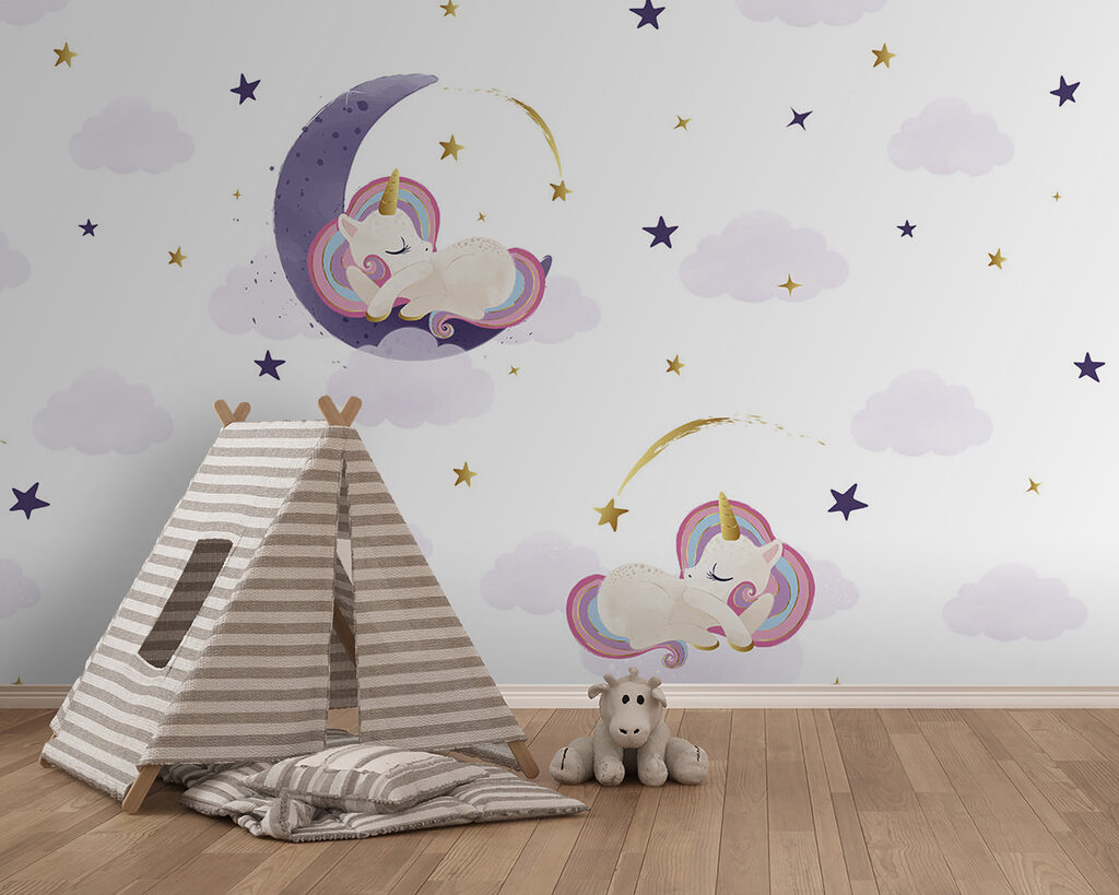A unicorns sleeping on the moon A unicorns sleeping on the moon