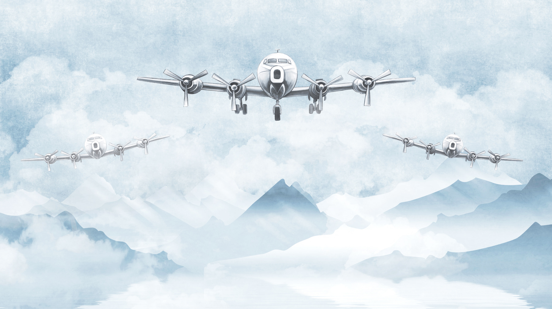 A group of airplanes flying in the sky