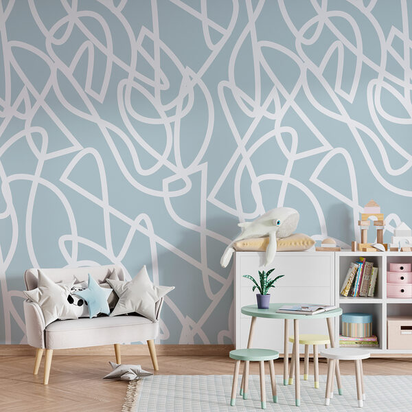A white lines on a blue background