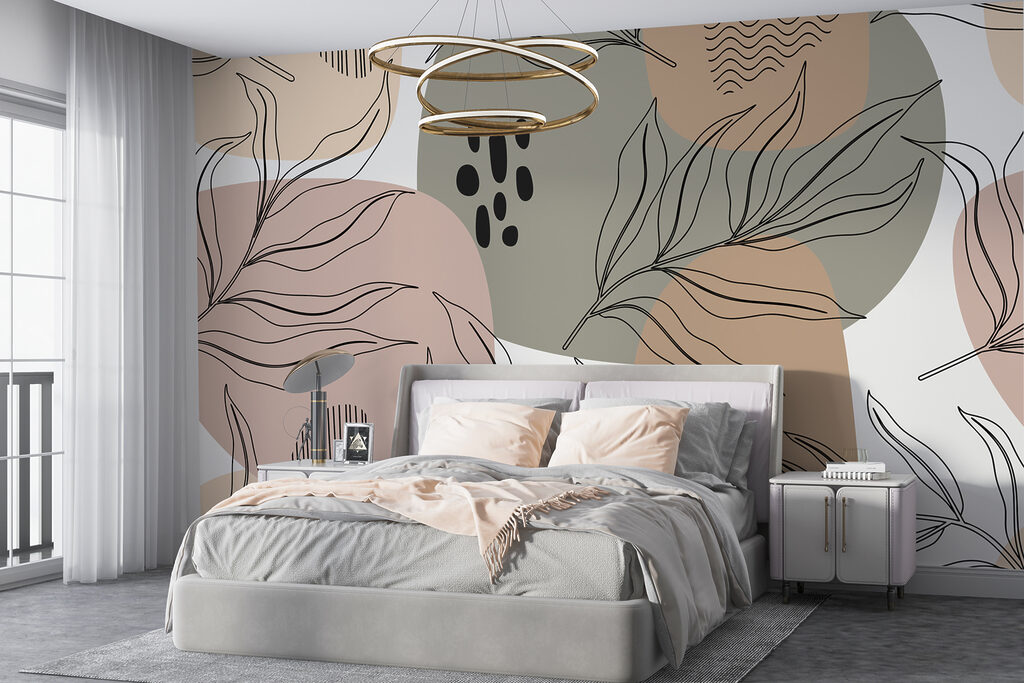 A pattern of leaves and shapes