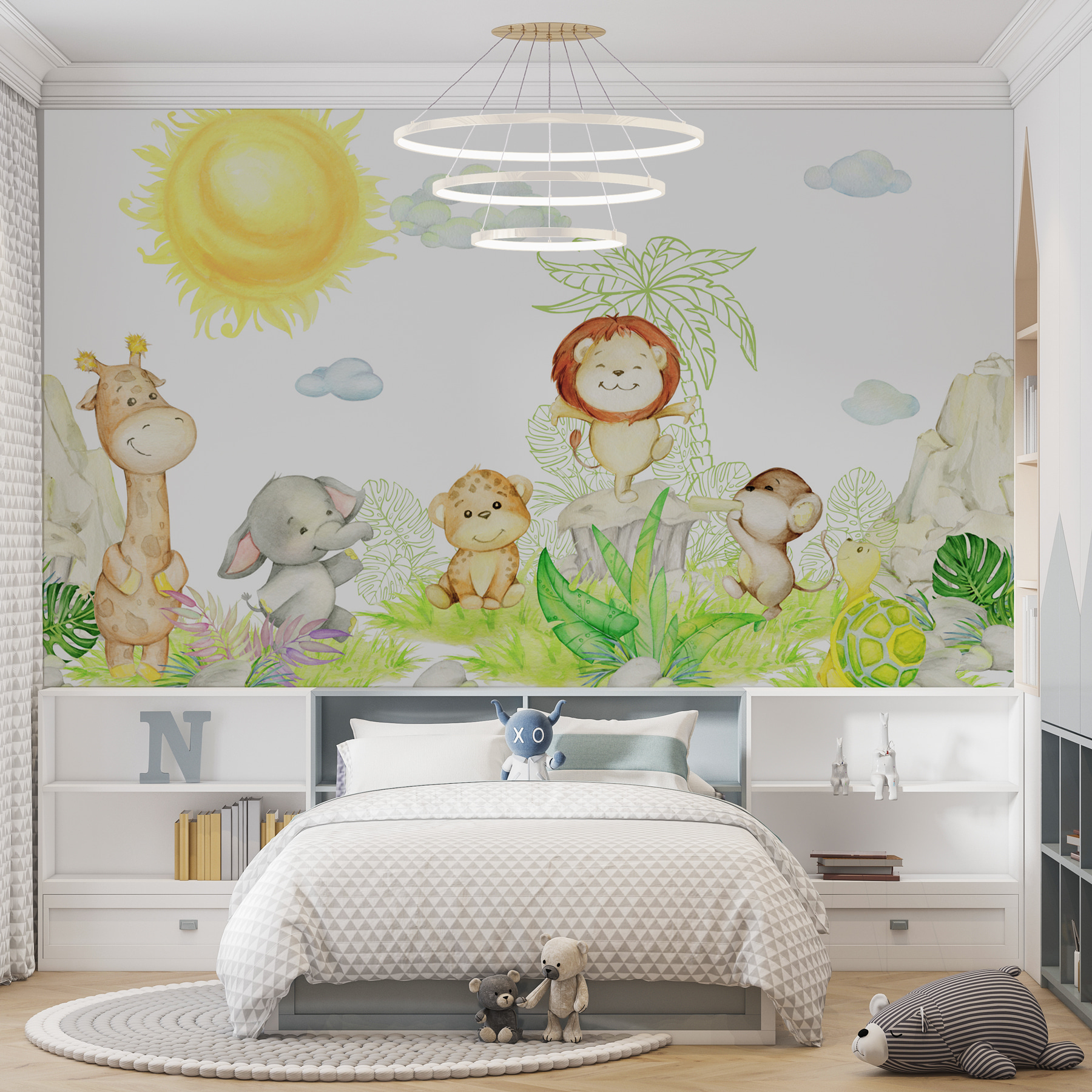 A group of animals in a garden