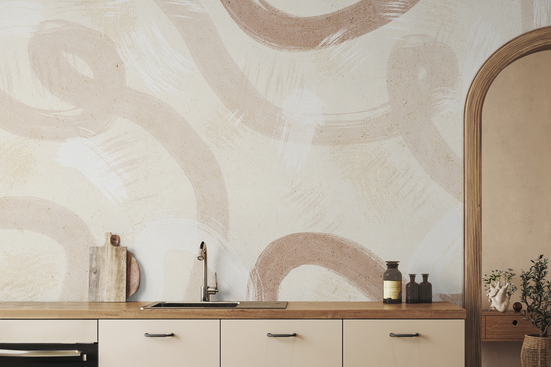 A white surface with brown paint on it
