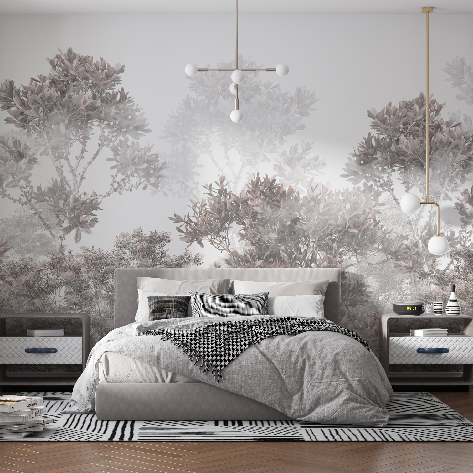 A group of trees with leaves