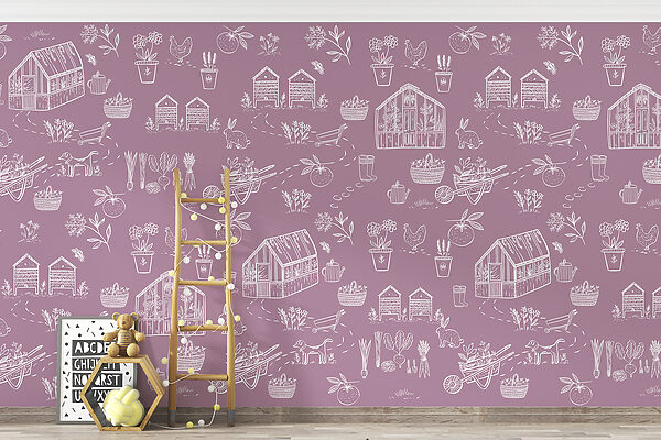 A pattern of farm items