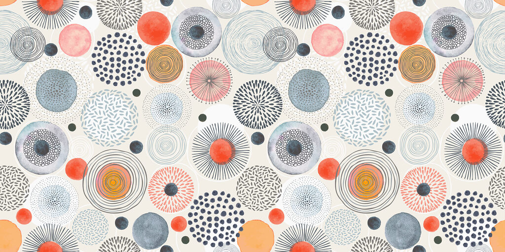 A pattern of colorful circles and dots