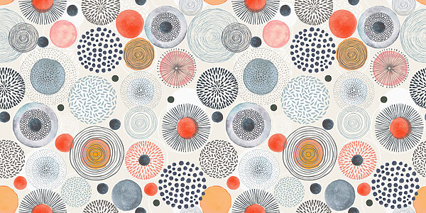 A pattern of colorful circles and dots