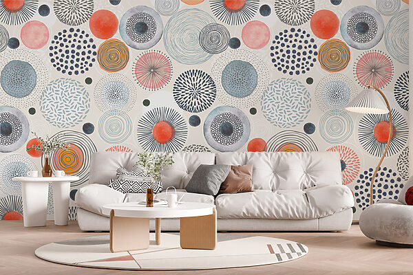 Ταπετσαρίες Ένα μοτίβο από πολύχρωμους κύκλους και κουκκίδες