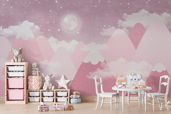 Ταπετσαρίες Ταπετσαρίες Ένα φεγγάρι και σύννεφα πάνω από βουνά (Κωδικός προϊόντος: w00374v2)