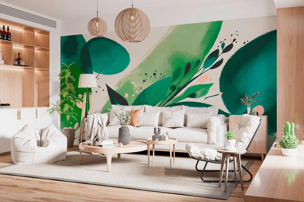 A painting of leaves and branches A painting of leaves and branches