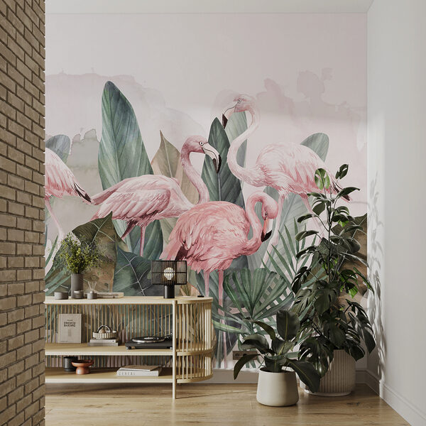 w00505v1pih23ms 600x600 - Μια ομάδα ροζ φλαμίνγκο και φύλλα - tegory