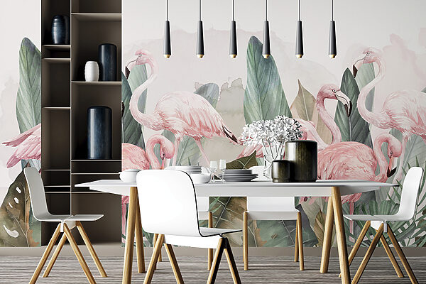 w00505v1piq45r 600x400 - Μια ομάδα ροζ φλαμίνγκο και φύλλα - tegory