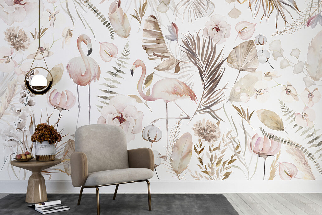 w00507pig4r 1024x683 - Μια υδατογραφία με φλαμίνγκο και λουλούδια - tegory