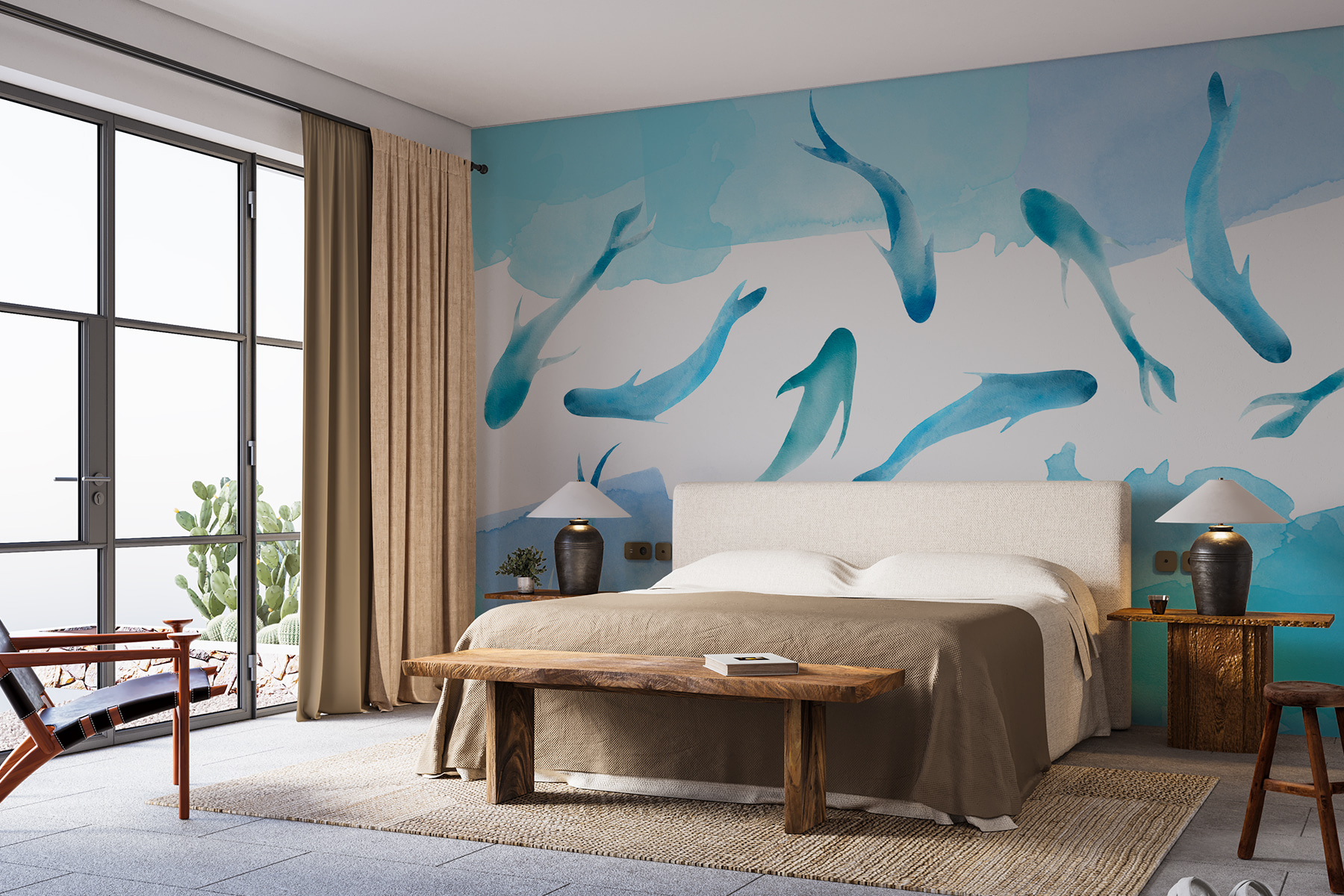 w00513pib1r - Μια ομάδα μπλε ψαριών που κολυμπούν στο νερό - tegory