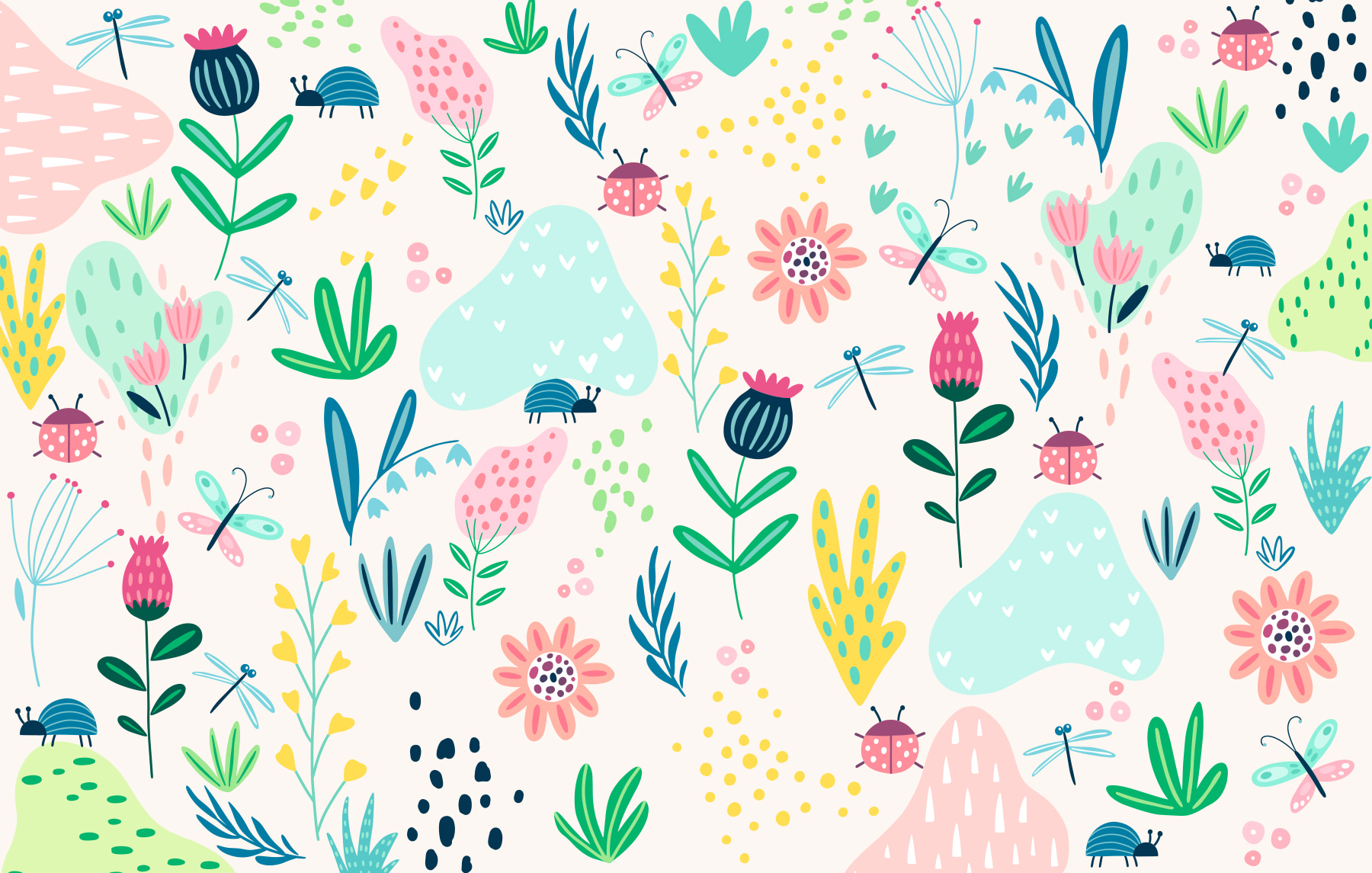 w00554p - Ένα μοτίβο από λουλούδια και έντομα - tegory