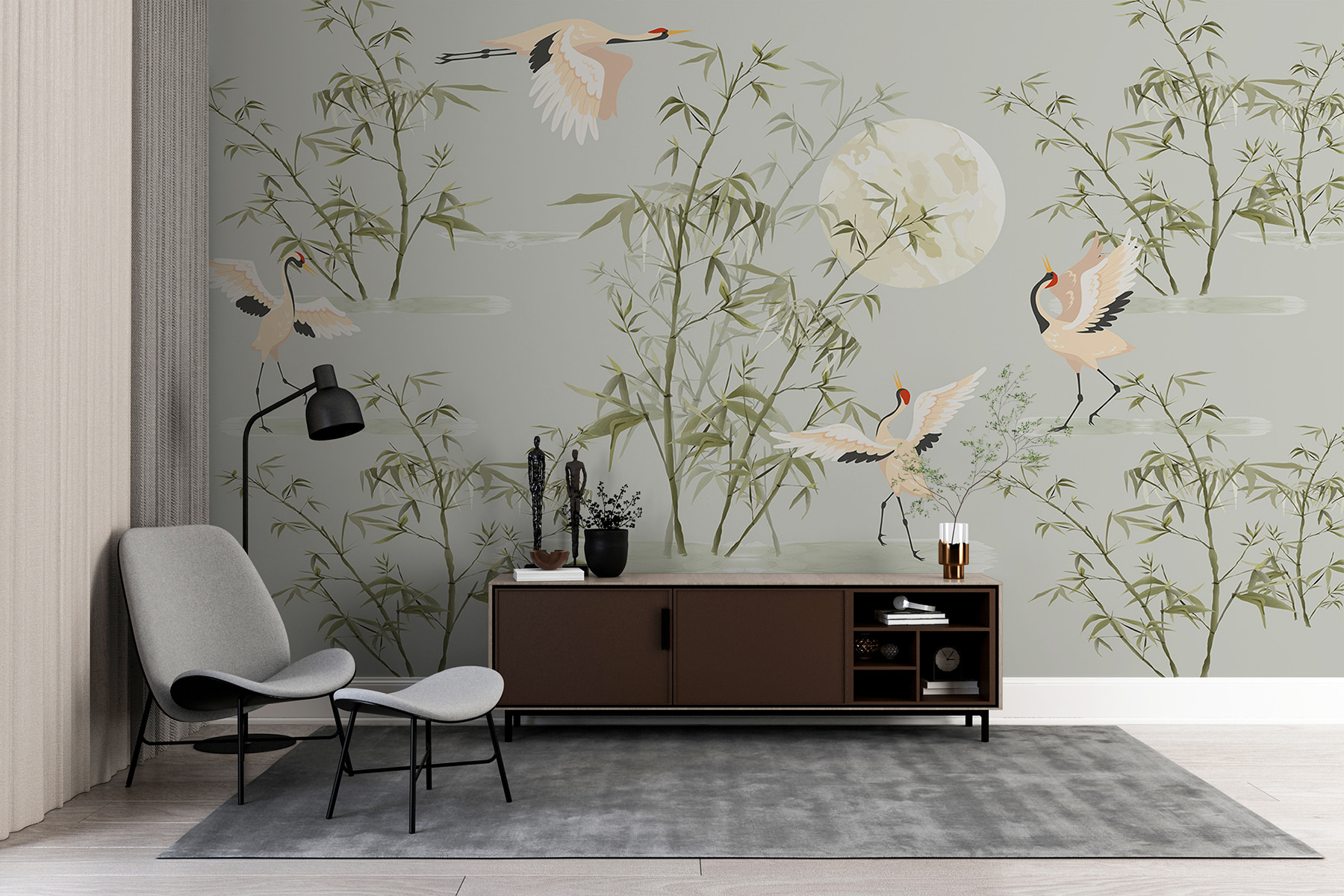 w00520pih2r - Μια ταπετσαρία με πουλιά και μπαμπού - tegory