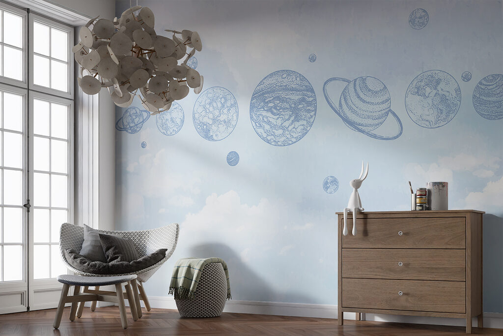 A line of planets in the sky