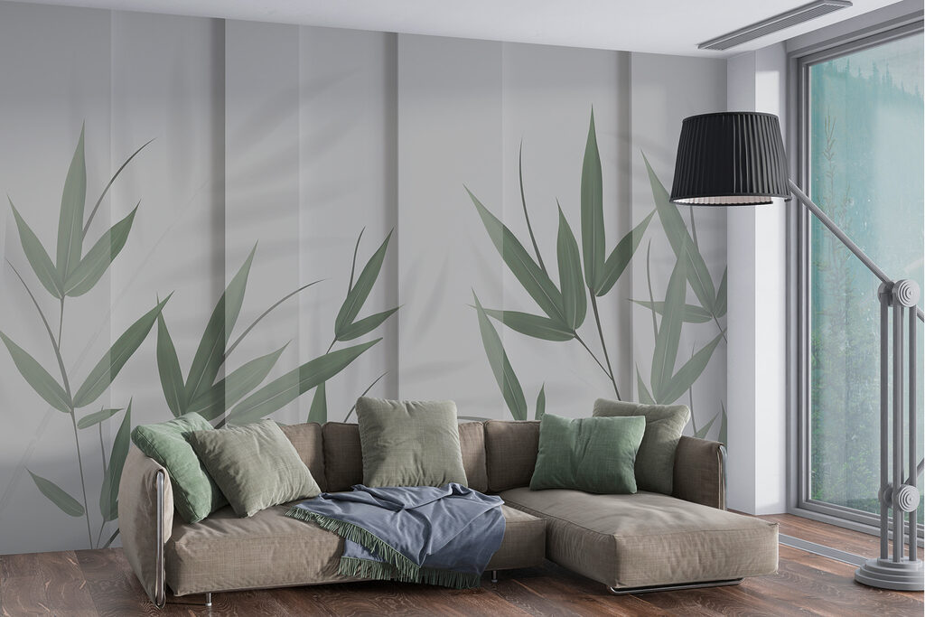 A green leaves on a white surface