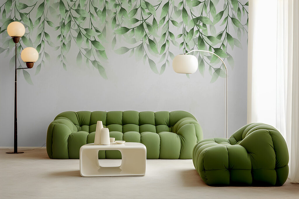 A green leaves on a white background