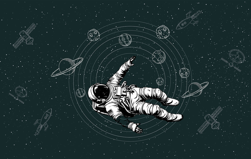 An astronaut floating in space