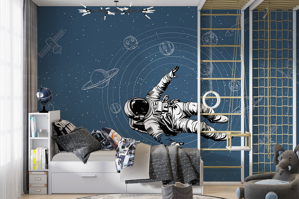 An astronaut floating in space
