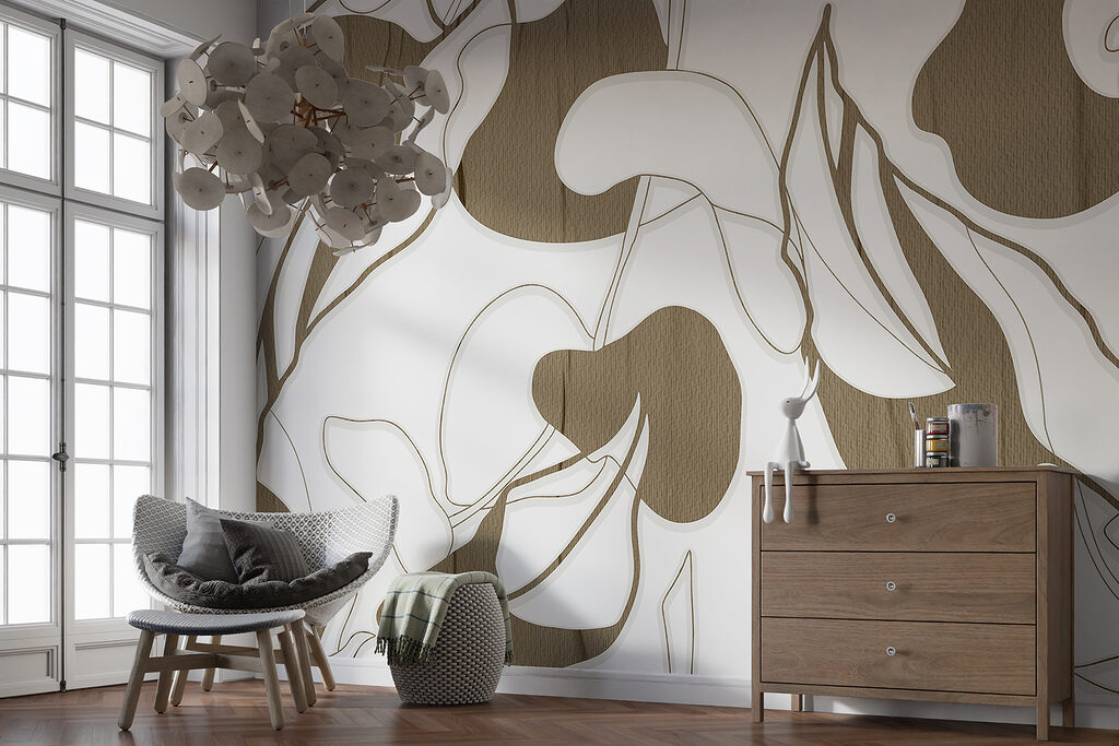 A white and brown floral pattern