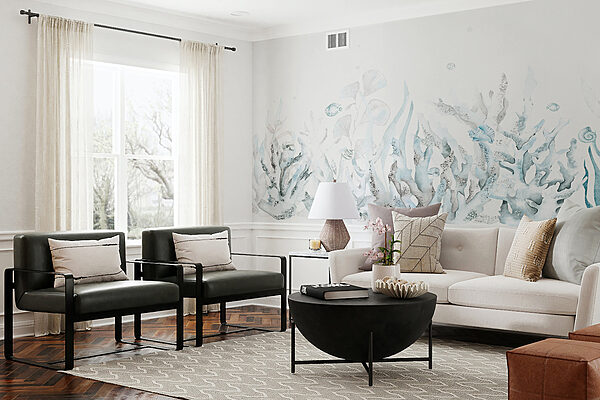 A watercolor of seaweed and shells